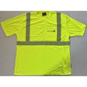 Visibility Enhanced United Airlines Shirt Mens 2XL Yellow Hi Vis Reflective